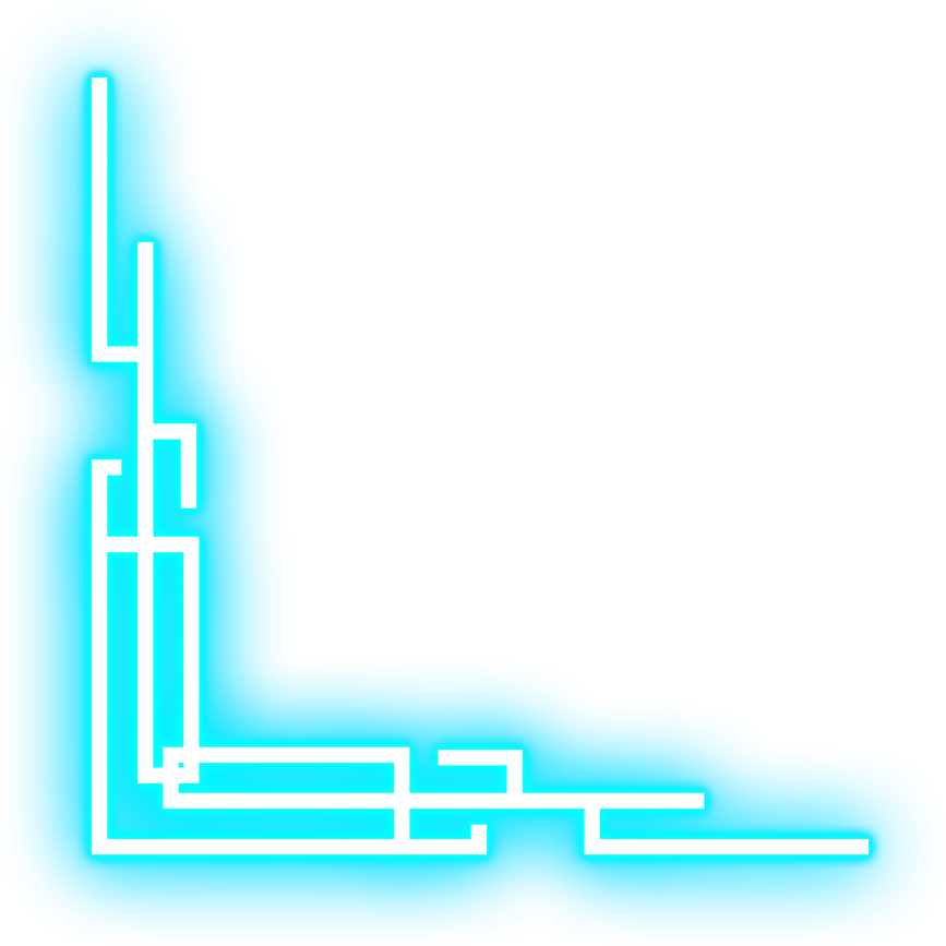 Blue Neon Glowing Border Corner